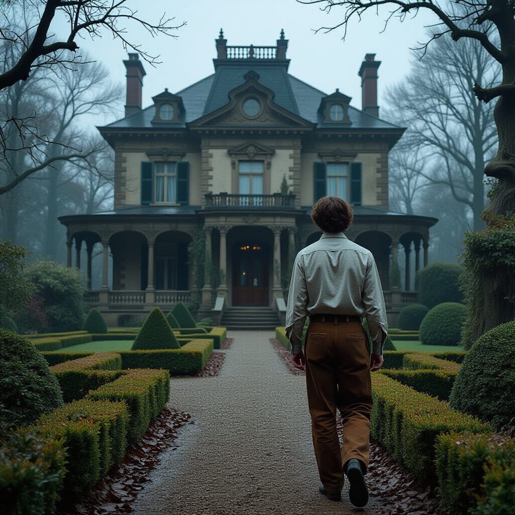 Mysterious Mansion in Dark Romanticism Style