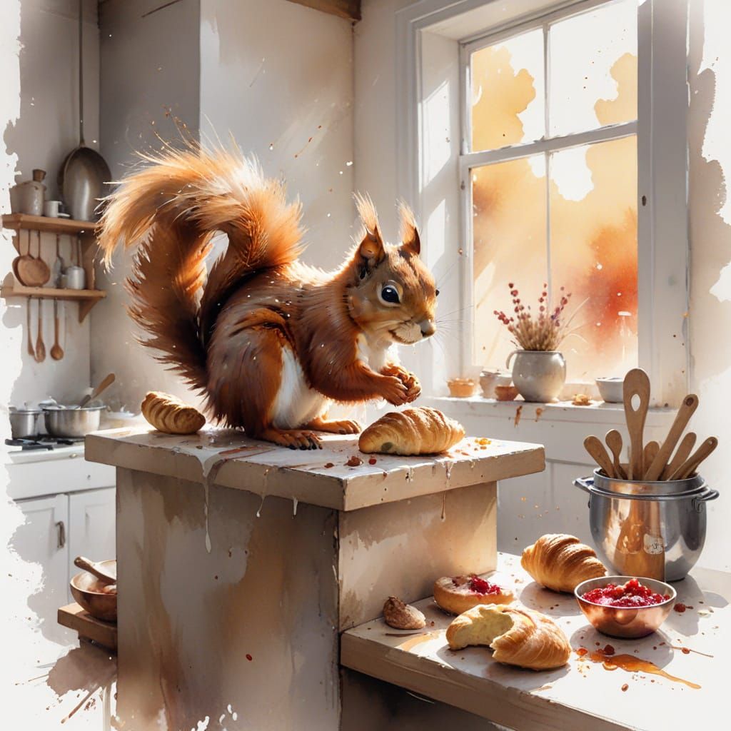 Squirrel's Bakery Heist: A Watercolour Fantasy