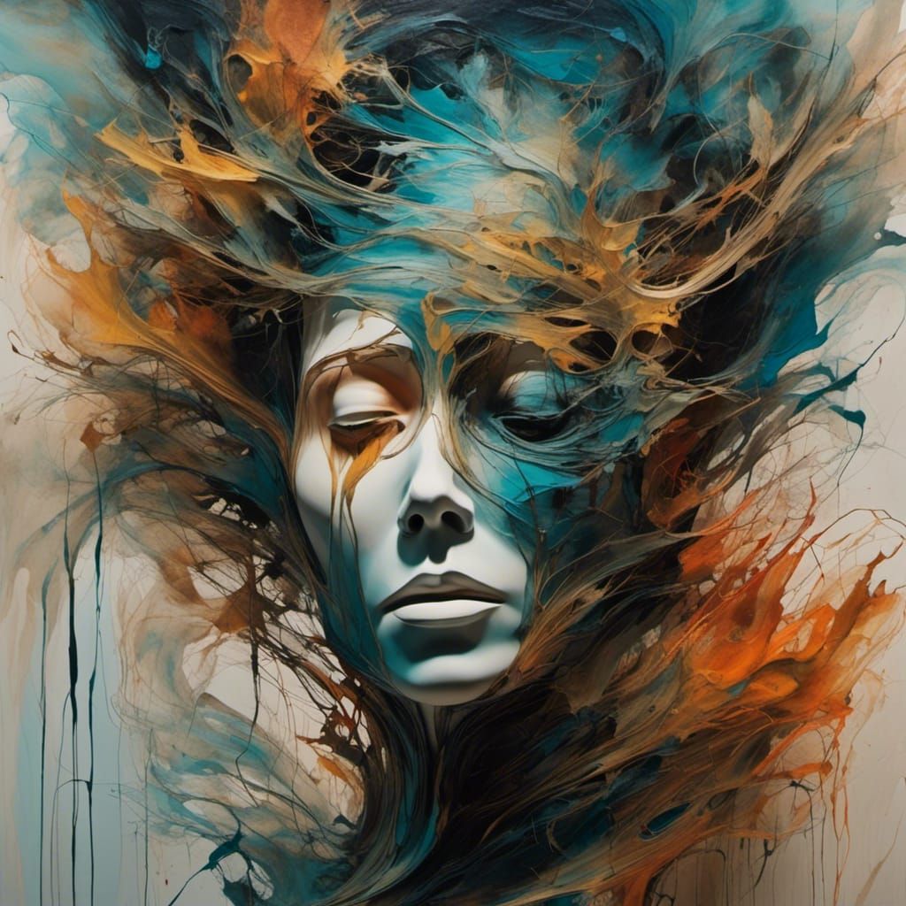 Schizophrenia Portrait in a Surrealist Oil Painting