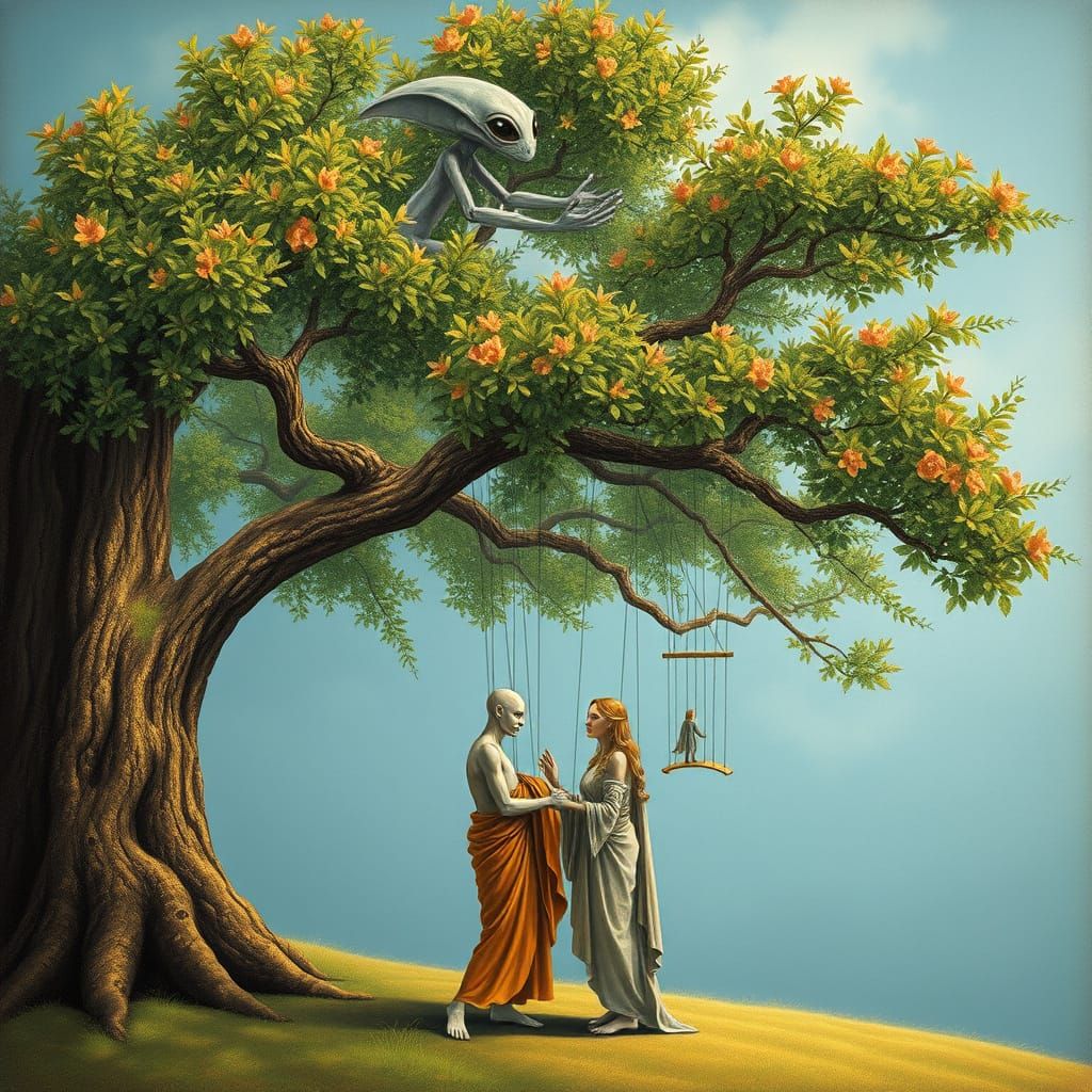 Adam and Eve Controlled by Alien Puppet Master