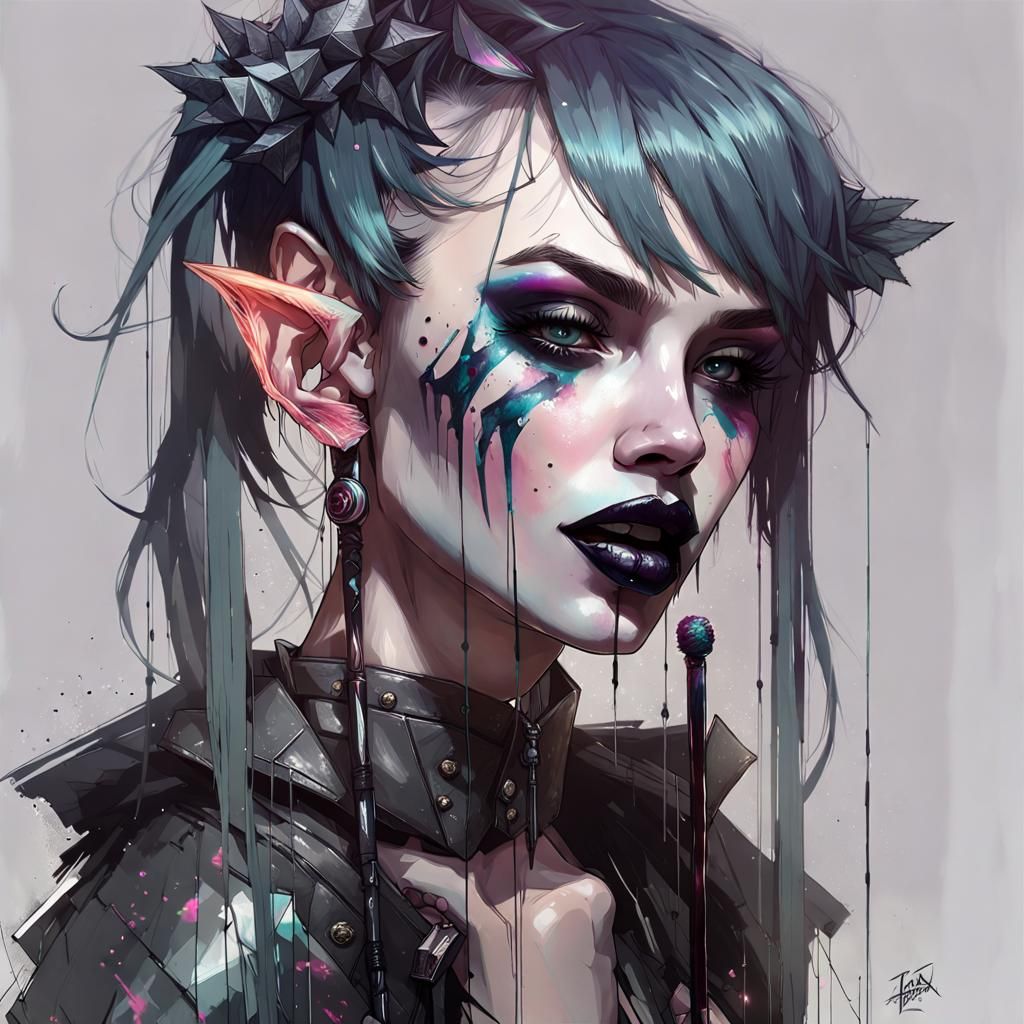 Cyberpunk Goth Elf Portrait