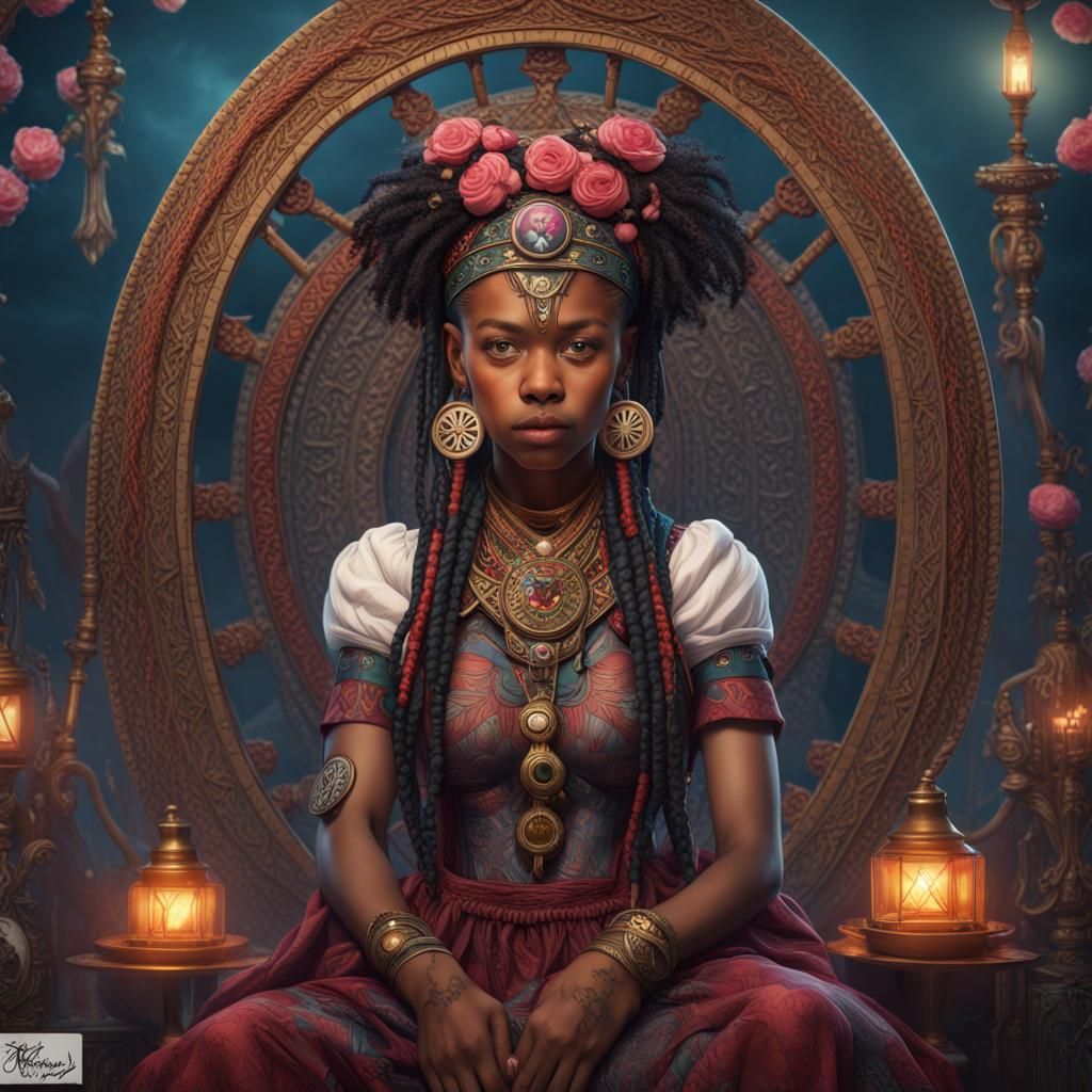 Boho Romani Woman as Detailed Matte Painting