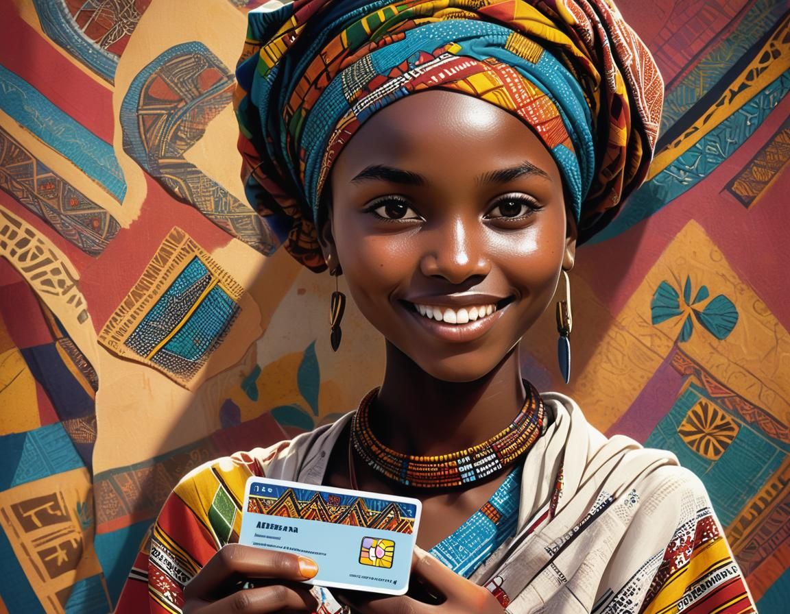 Young Kenyan Woman Proudly Holding Medical Insurance Card in...
