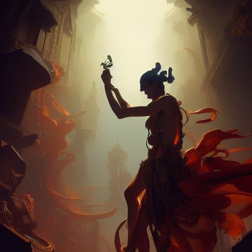 Detailed Dark Fantasy Hermes Artwork