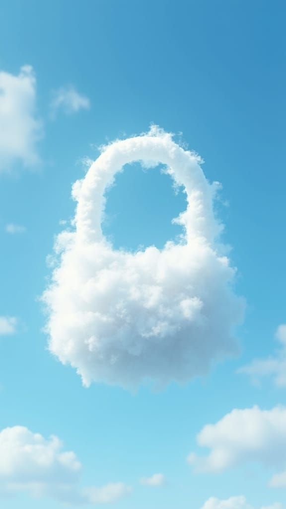 Whimsical Cloud Padlock in Dreamy Blue Sky
