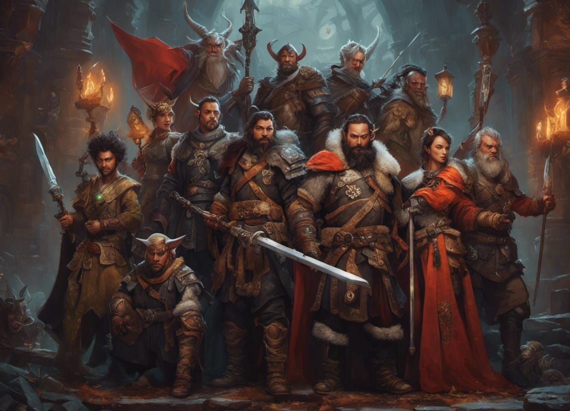 D&D Adventurers Group Portrait: Hyperdetailed Fantasy Art