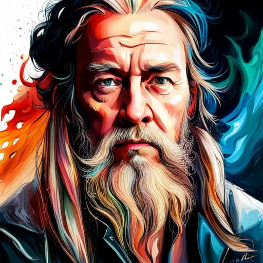 Hyperrealistic Portrait of Albus Dumbledore in Oil Paint