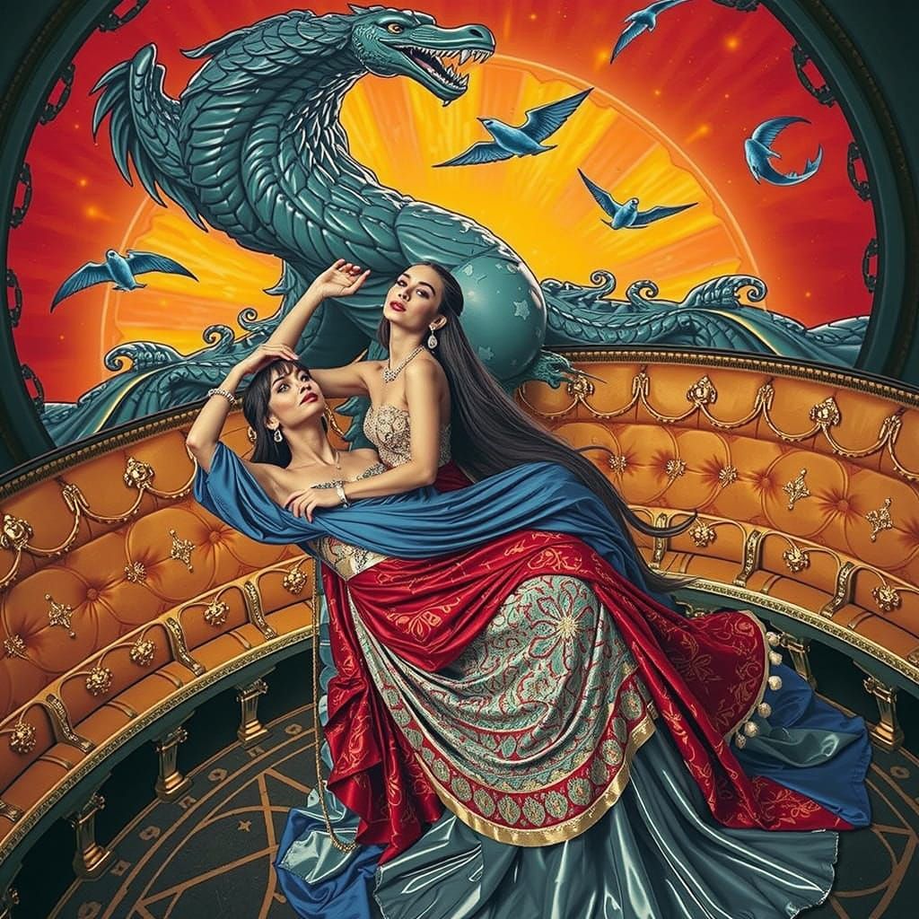 Glamorous Women in Lavish Surreal Environment