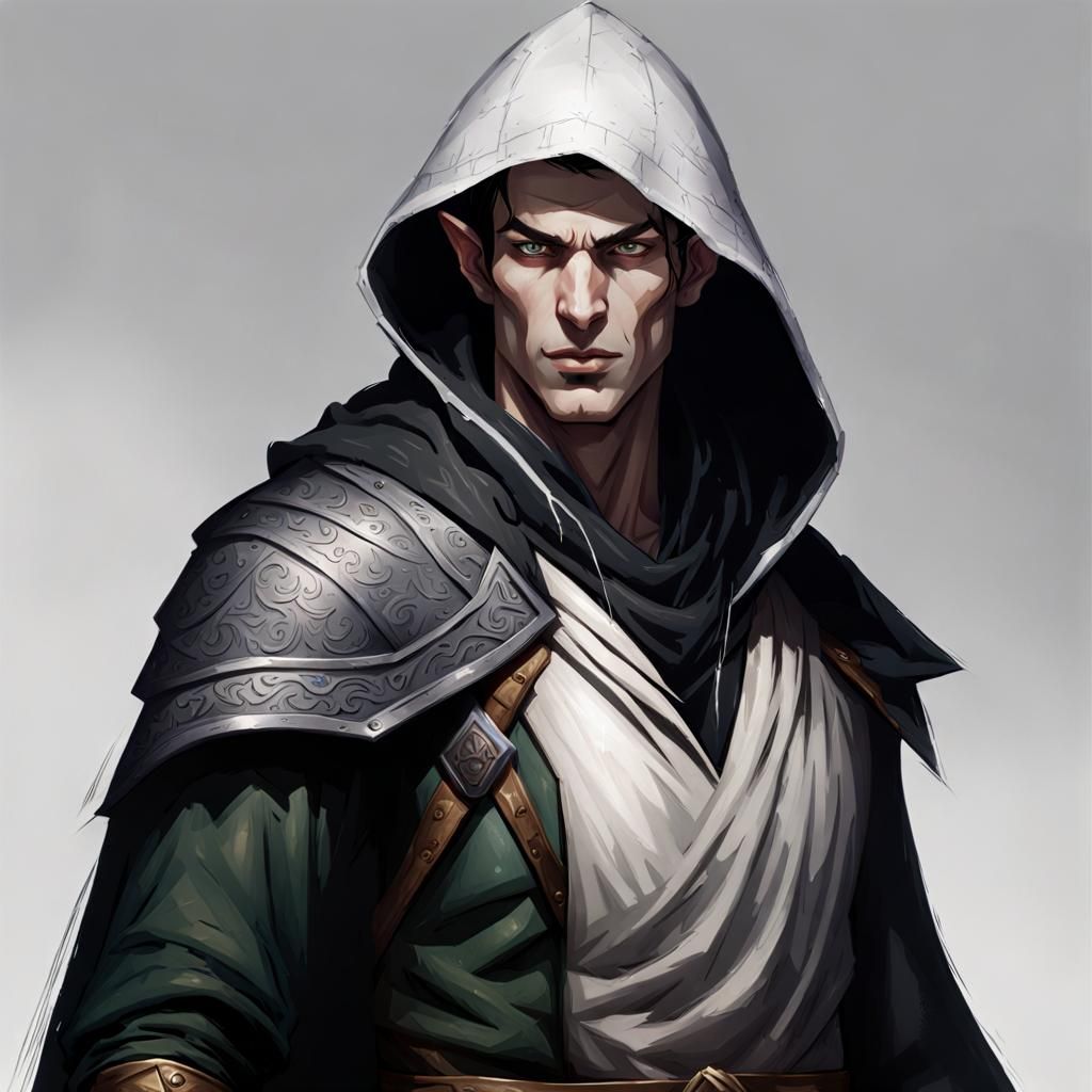 Shadar-Kai Elf Rogue Assassin Portrait in D&D Style