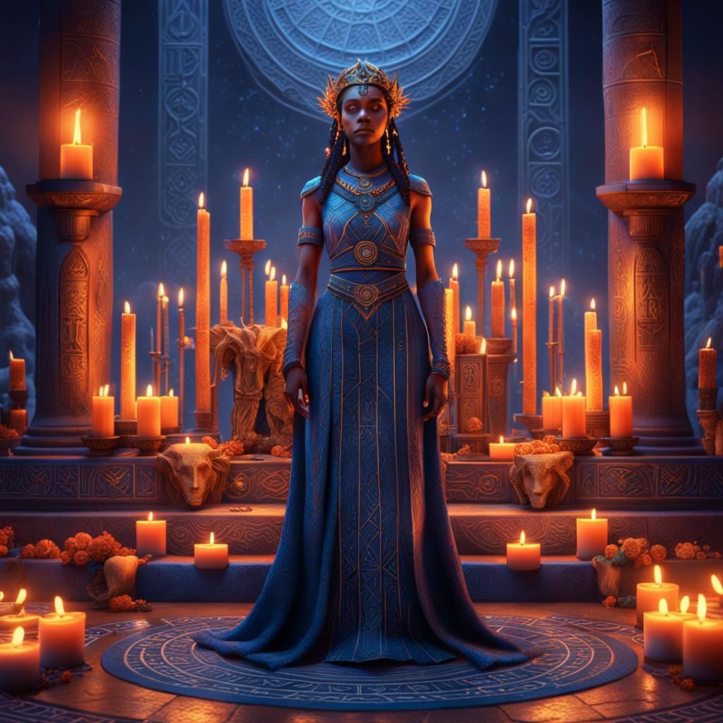 Goddess Tawannanna on Altar: Fantasy Concept Art