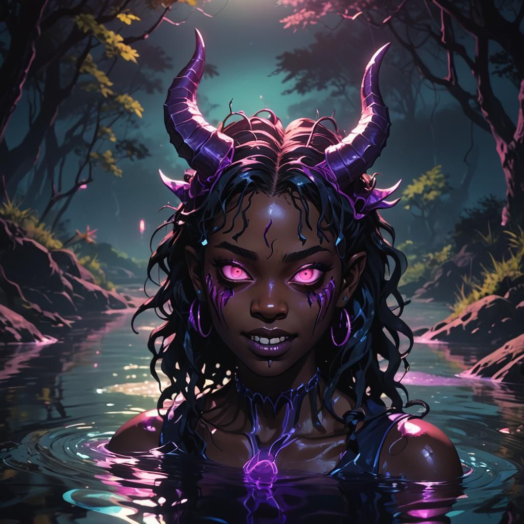 Demonic Kappa Girl in Anime Manga Style