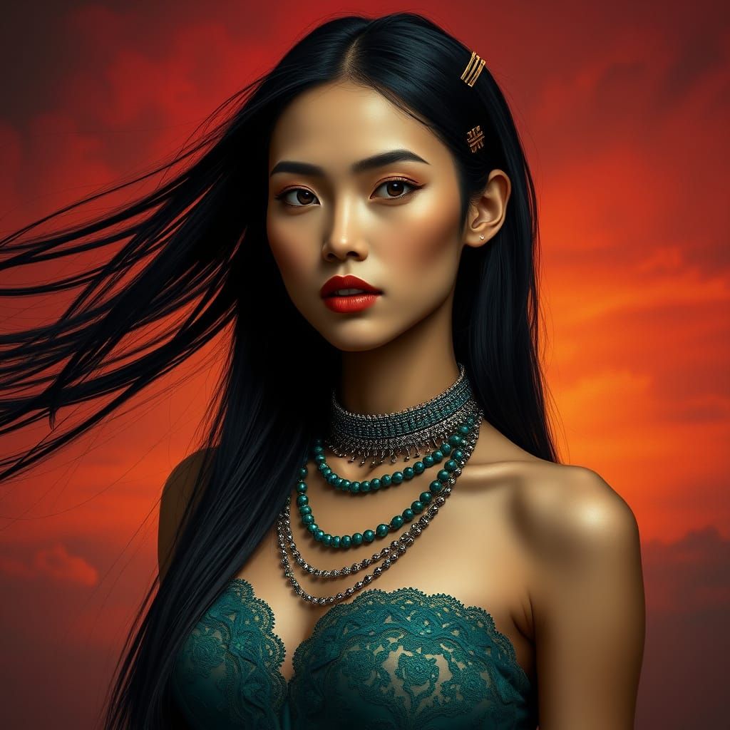 Burmese Woman in Futuristic Gothic Fashion