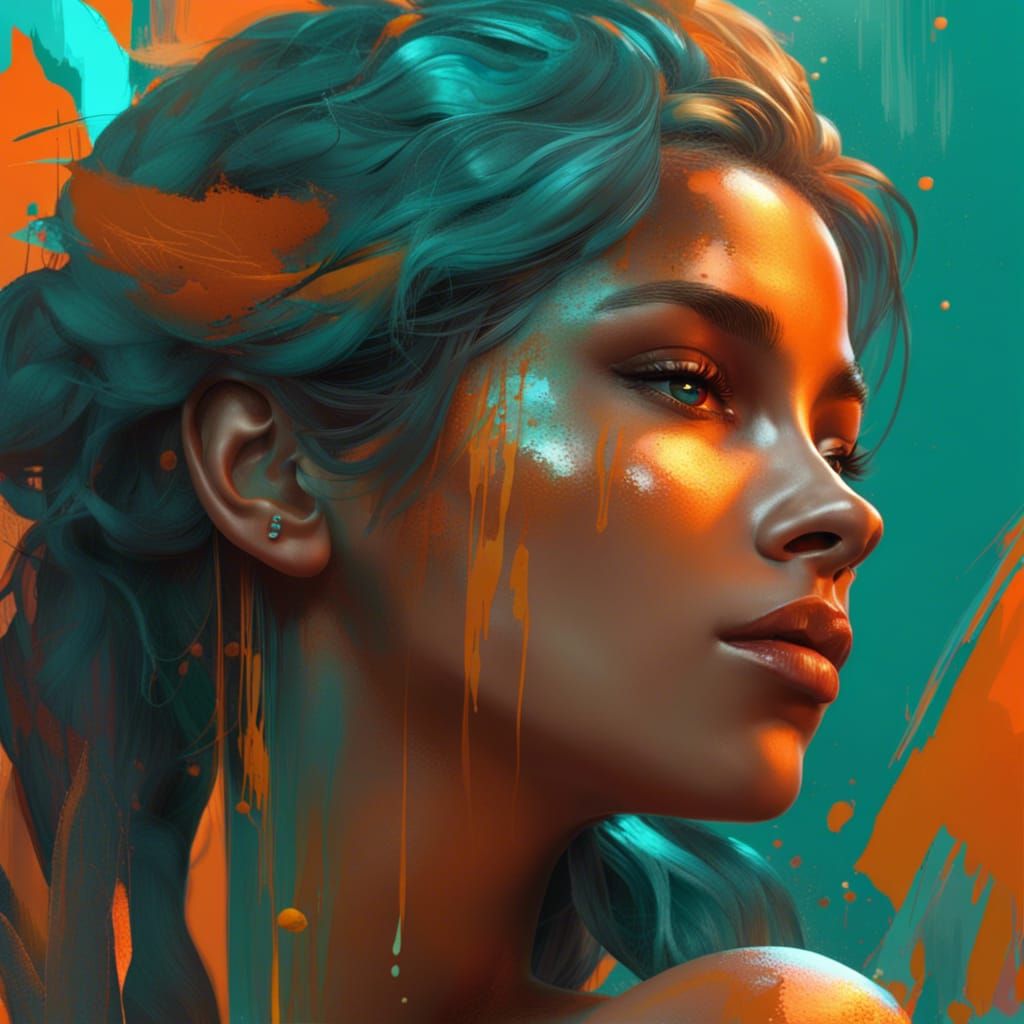 Beautiful Woman in Spray Paint Art Style