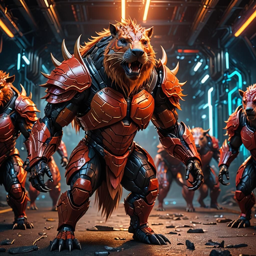 Armored Capybara Demon in Organic 3D Mesh