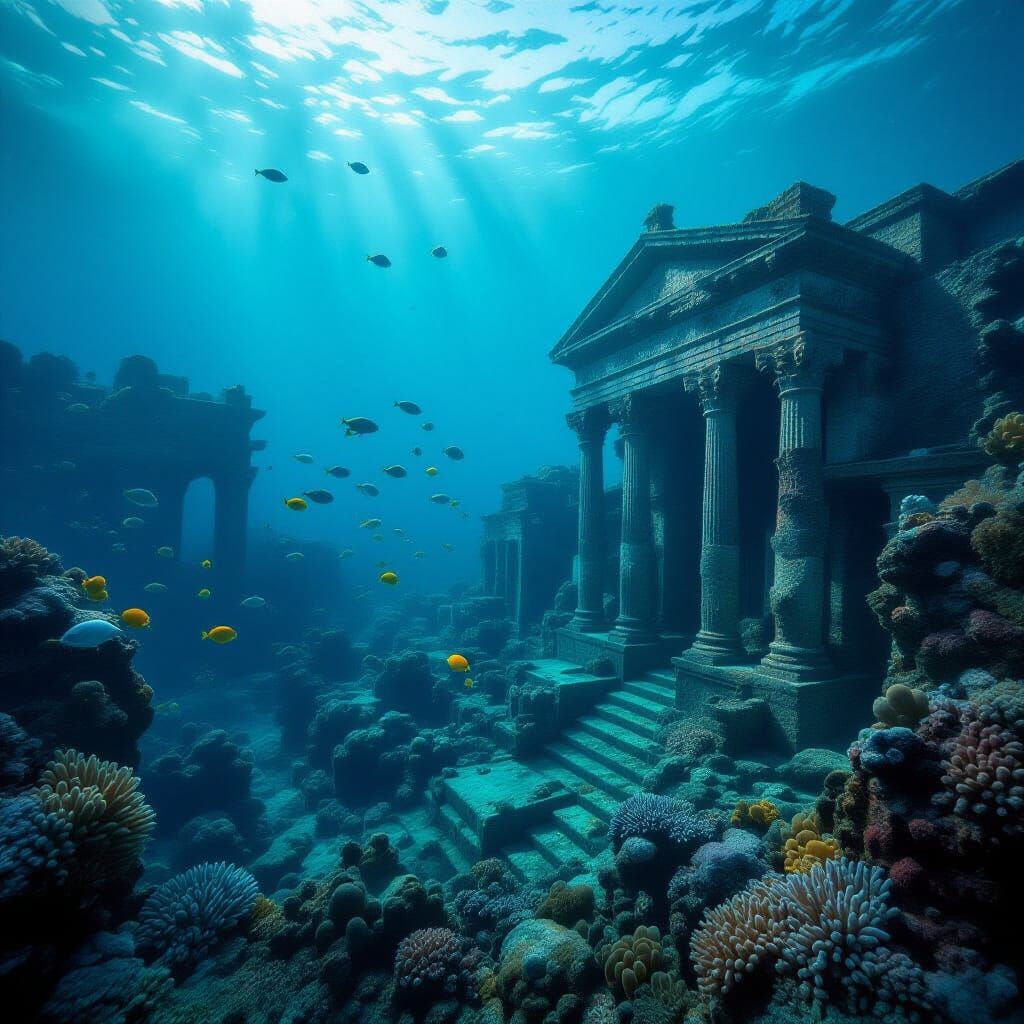 Sunken City of Atlantis with Coral Architecture
