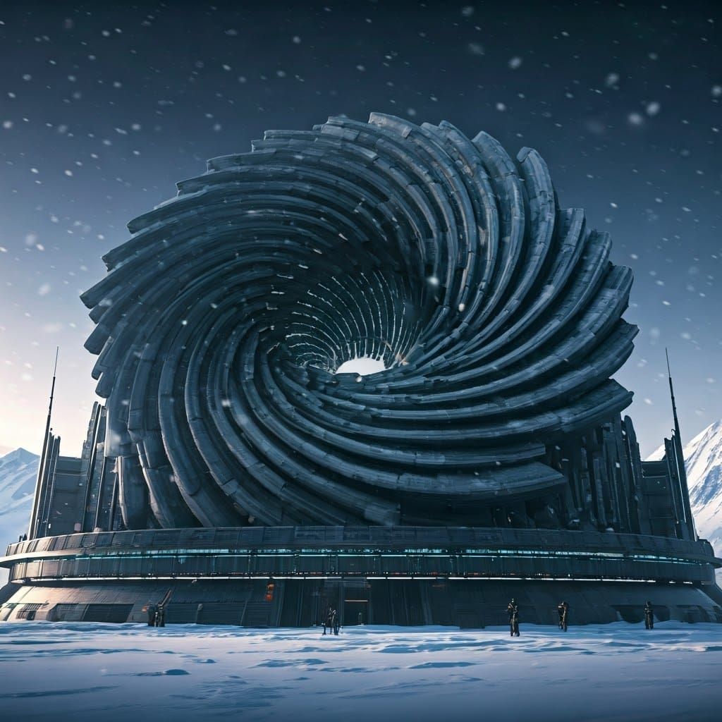Futuristic Arctic Power Generator with Glowing Energy Cells