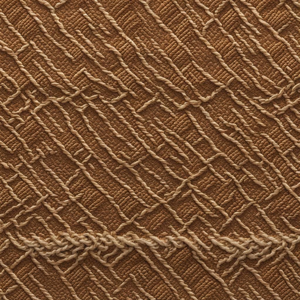 Textured Carpet Art Composed of Silk and Twine