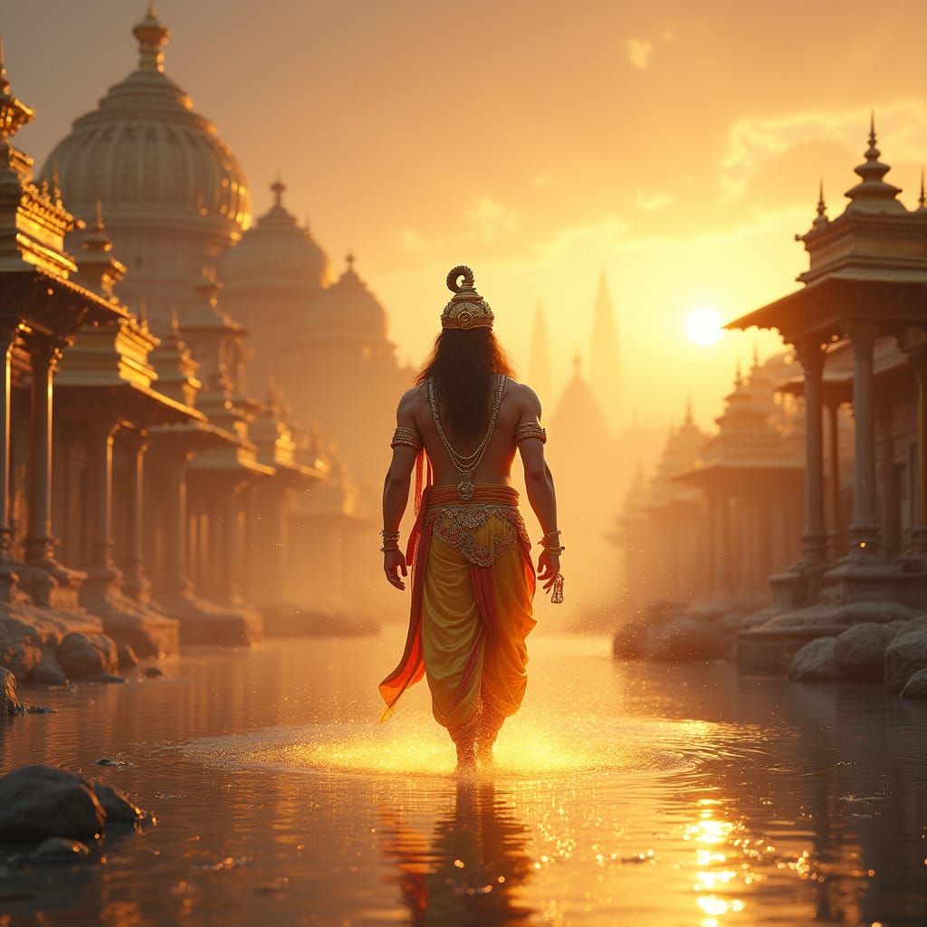 Divine Golden Ayodhya: Lord Rama in Ultra-Realistic 3D Art