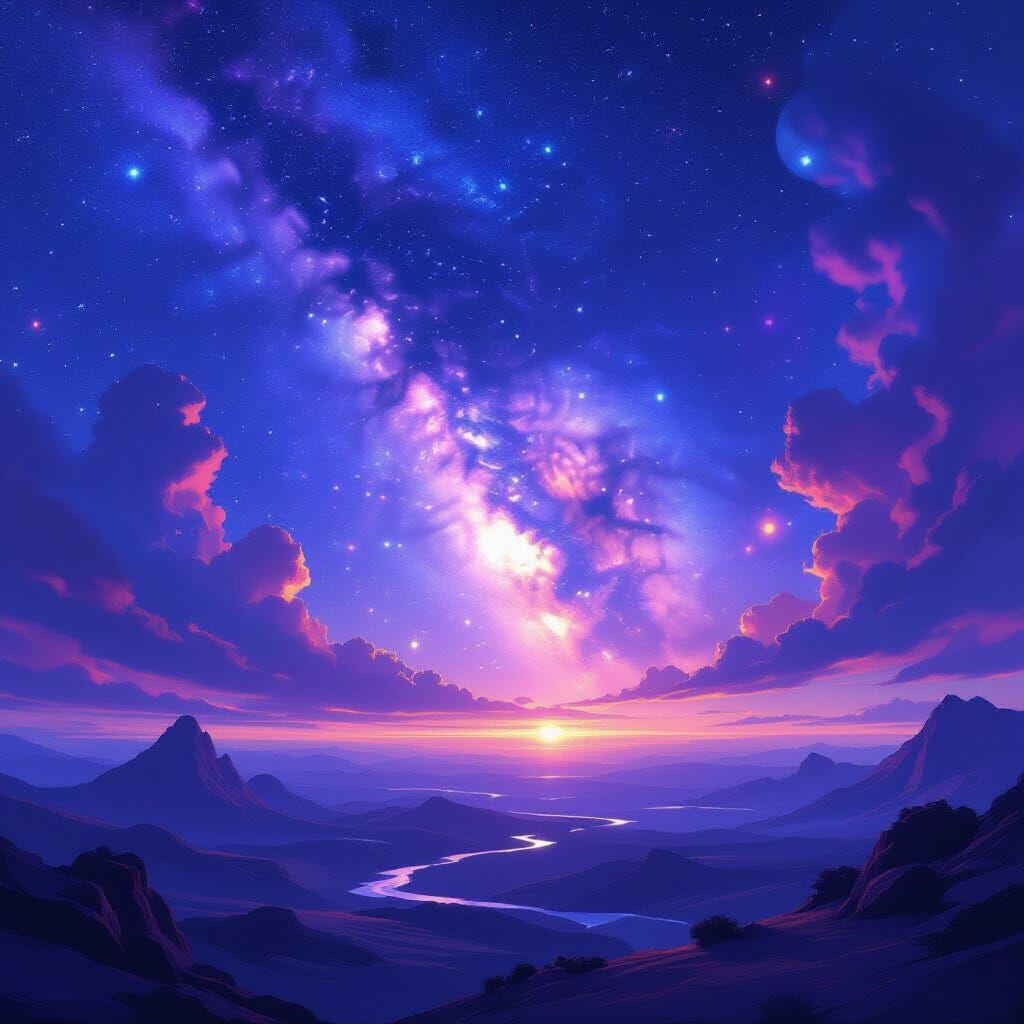 Vibrant Milky Way Vista in Cosmic Impressionism Style