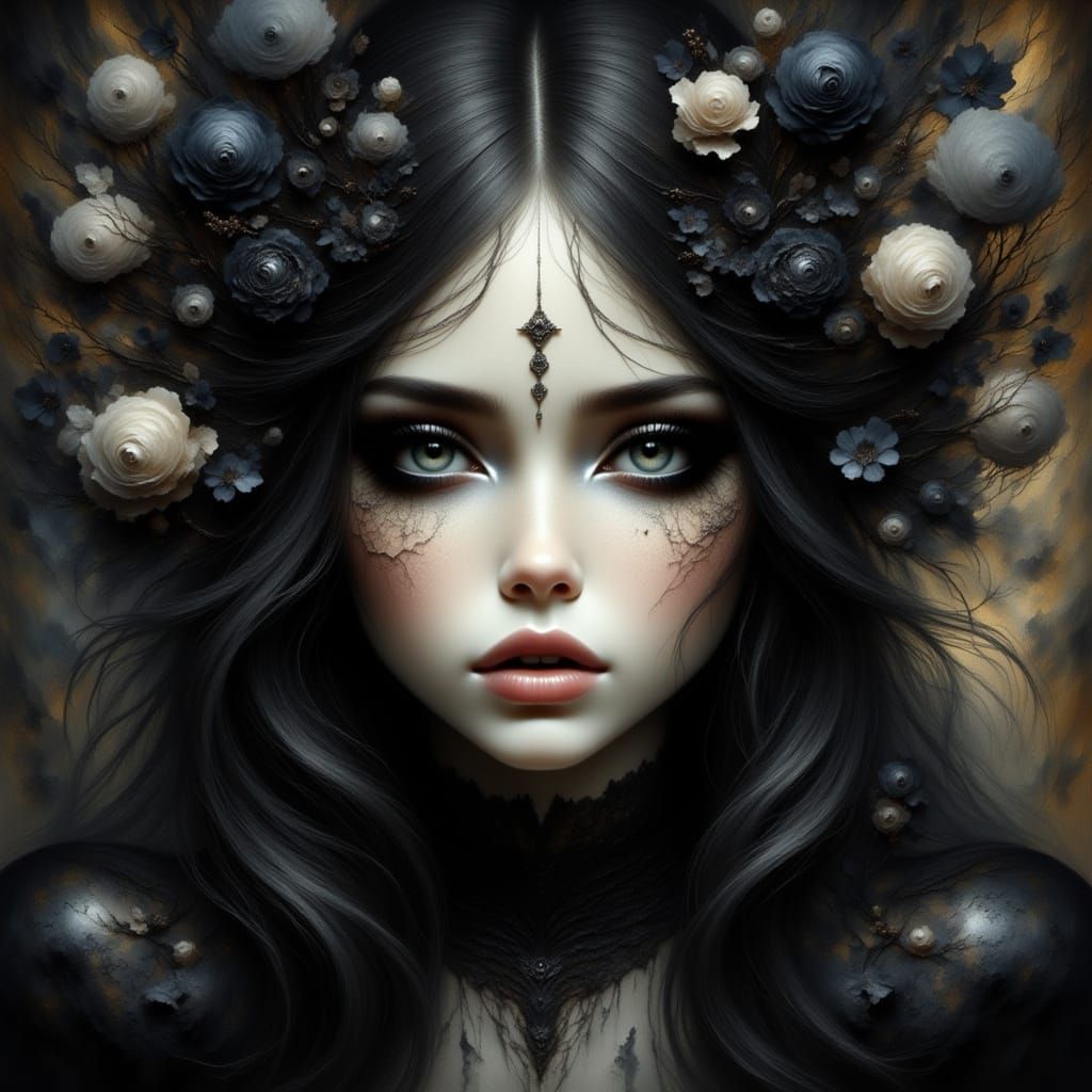 Gothic Punk Portrait with Natural Elements