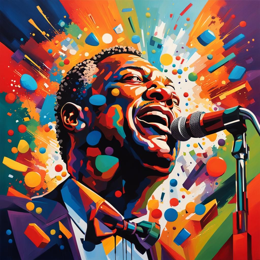 Abstract Jazz Music Painting in Vibrant Colors