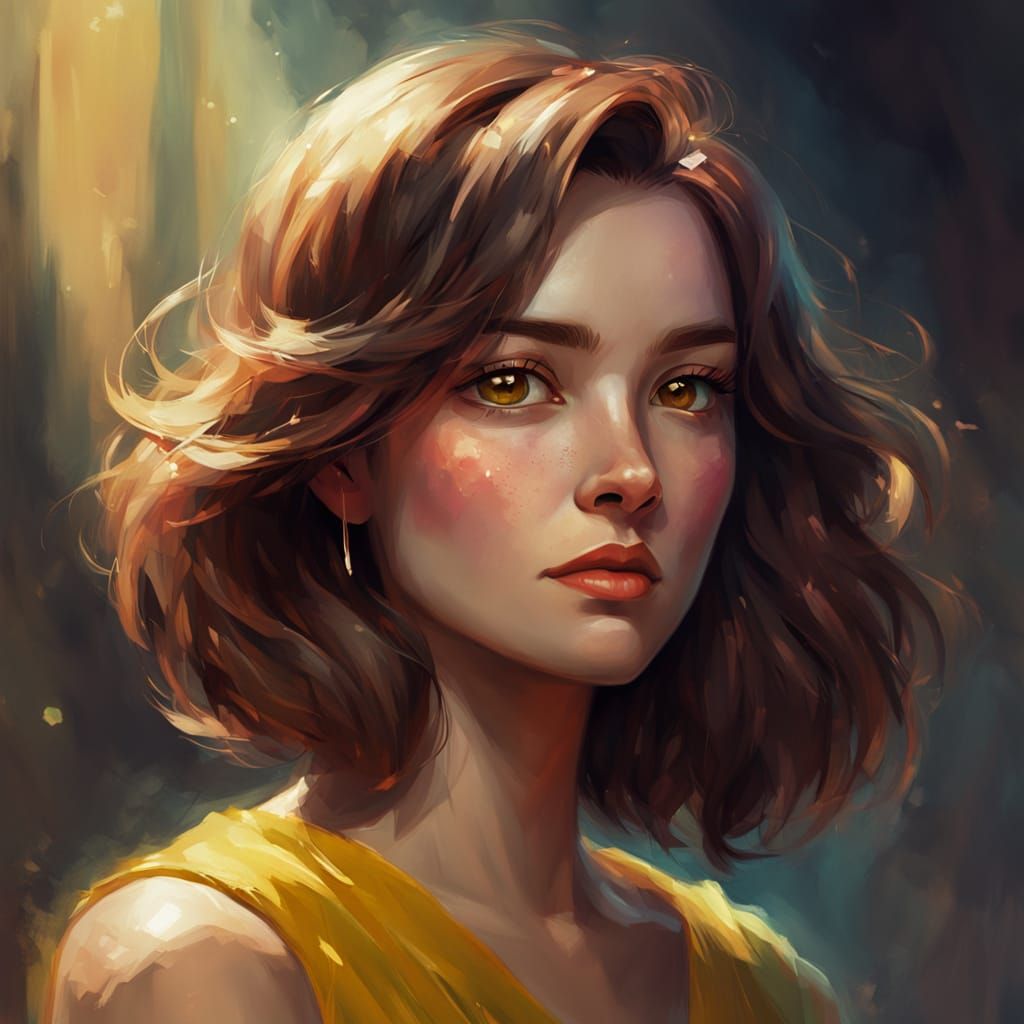 Concept Art Portrait of a Girl in Yellow Dress