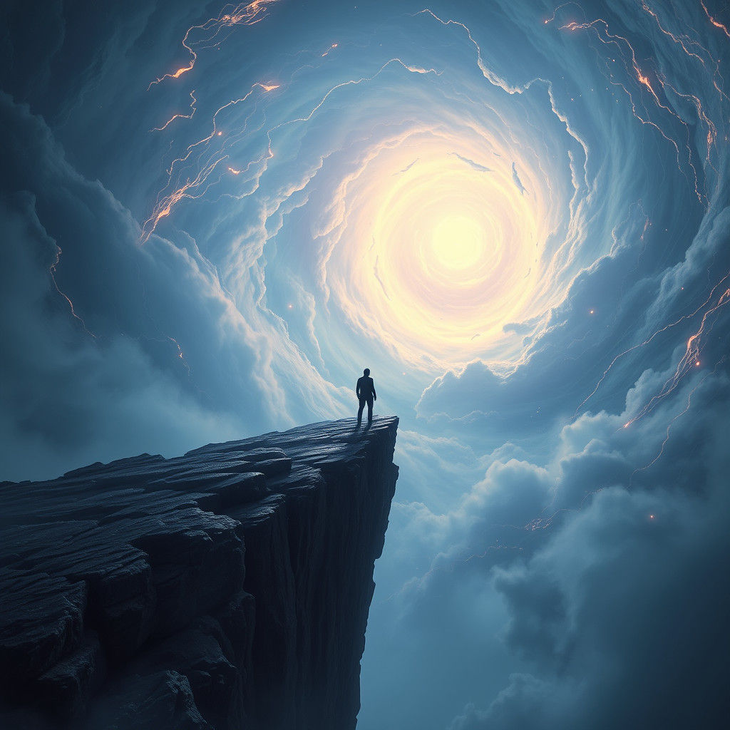 Lone Figure Steps Into Swirling Time Vortex
