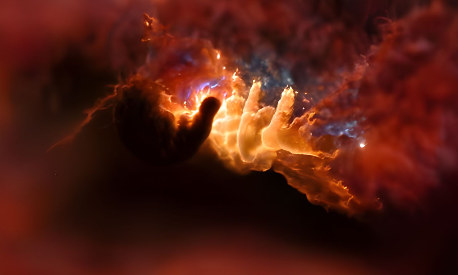 Celestial Hand Reaching from Nebula