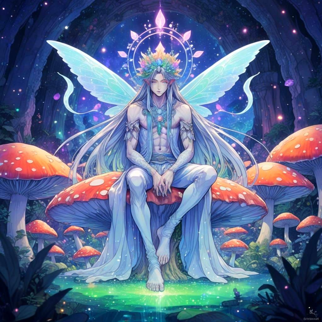 Ethereal Manga Fairy in Psychedelic Grotto
