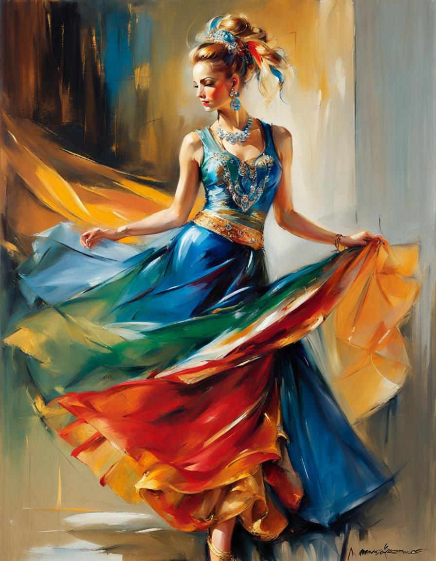 Odalisque Dancing: A Razumovskaya-Inspired Oil Painting