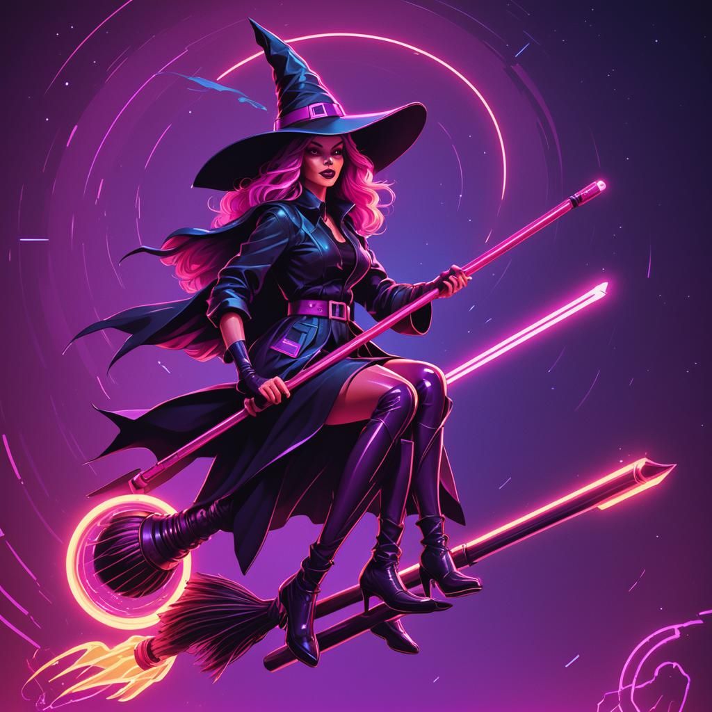 Witch riding a futuristic broom — FAIL