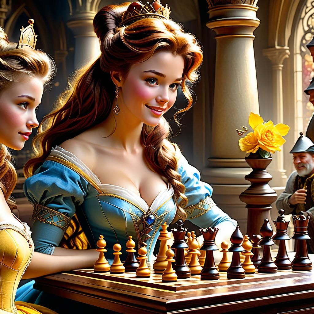 Princess Belle playing chess
