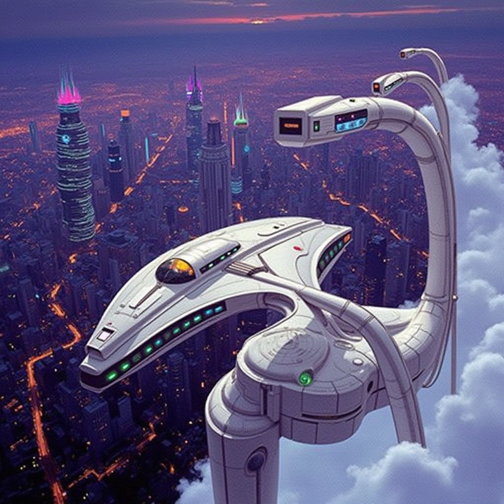 Futuristic Cityscape Inspired by Zaha Hadid in Neon Style