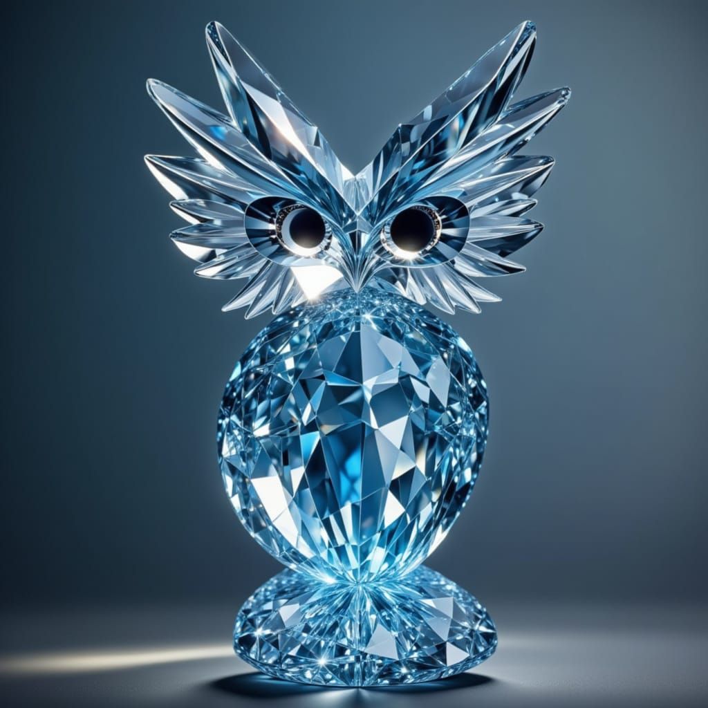 Crystal Owl on Blue Crystal Tree