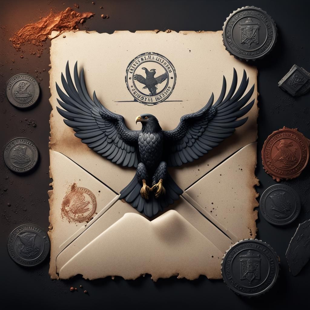 Sealed Letter with Black Hawk Stamp in Matte Painting