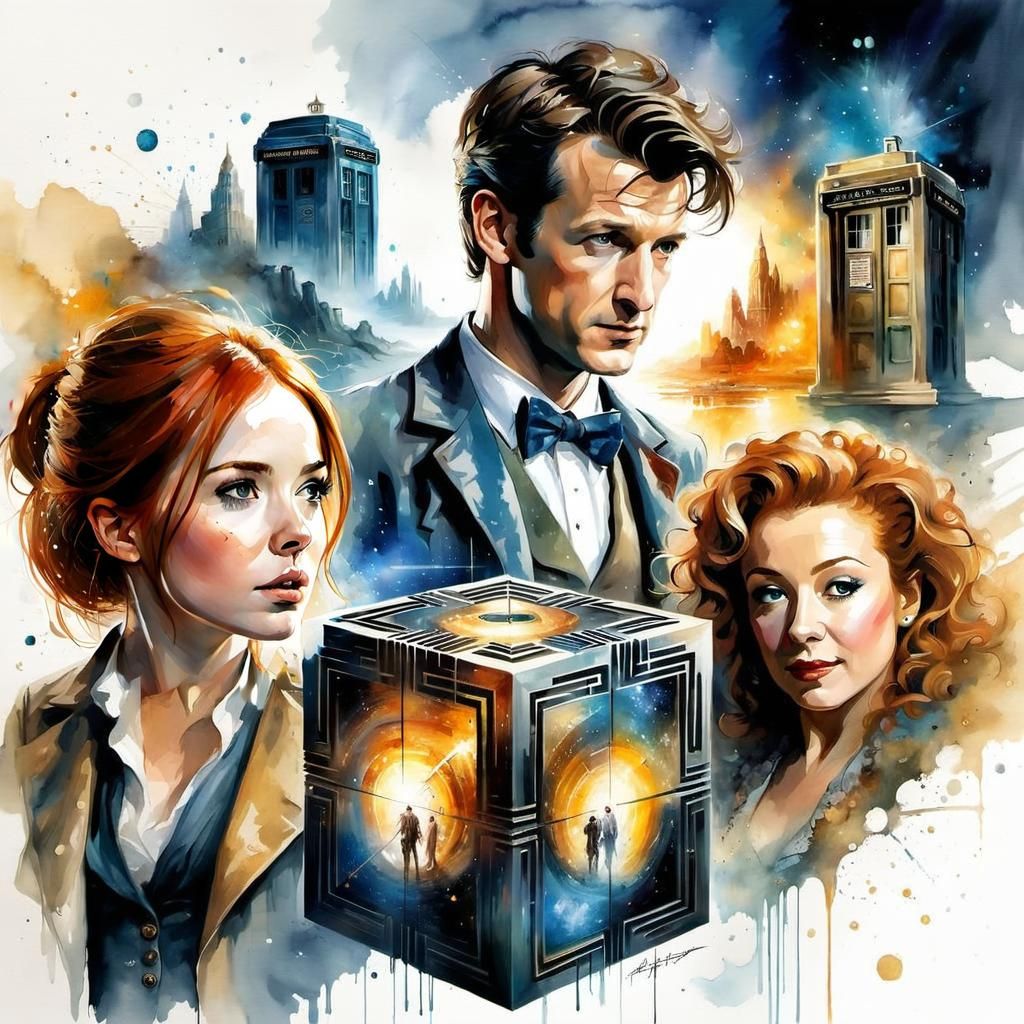 Karen Gillan as Amy Pond in Watercolor Timescape