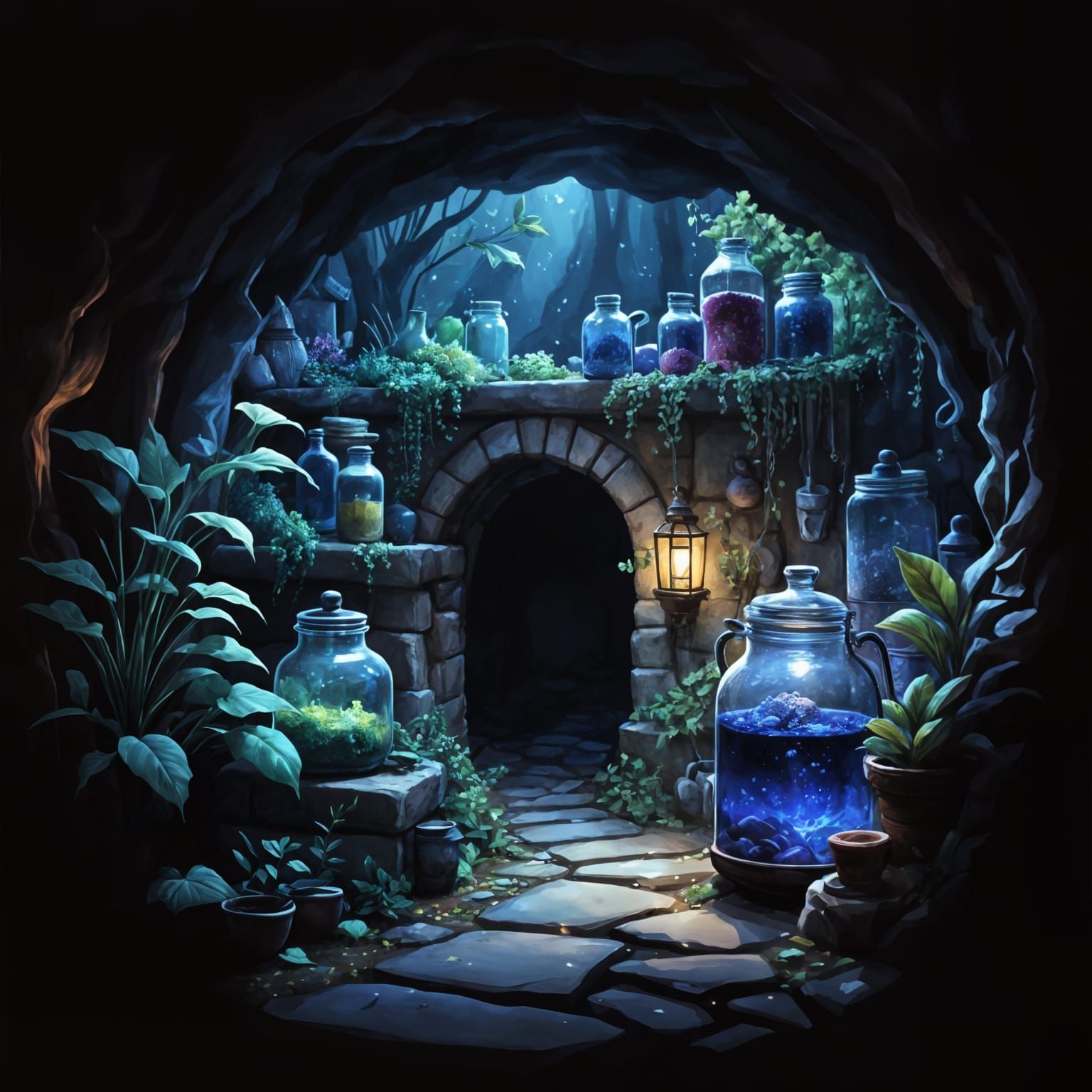 Charming Wizard's Cave Illustration in Brambley Hedge Style