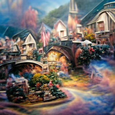Enchanting Fantasy Village in a Vibrant Landscape