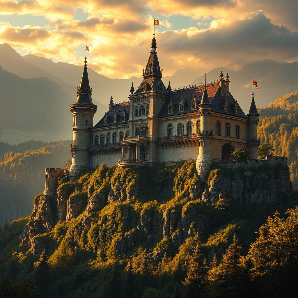 Majestic Baroque Castle at Sunset