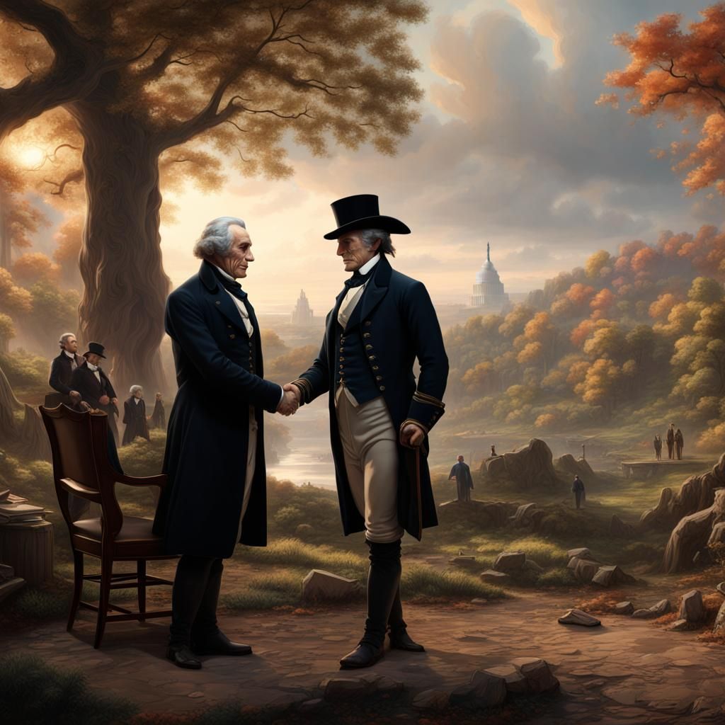 Washington and Lincoln Handshake: Detailed Matte Painting
