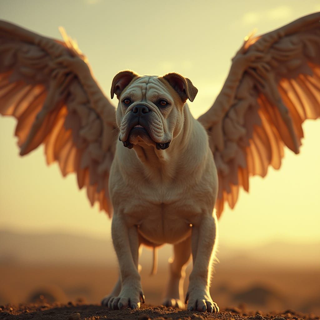 Majestic Sloth Bulldog Hybrid Soars with Wings