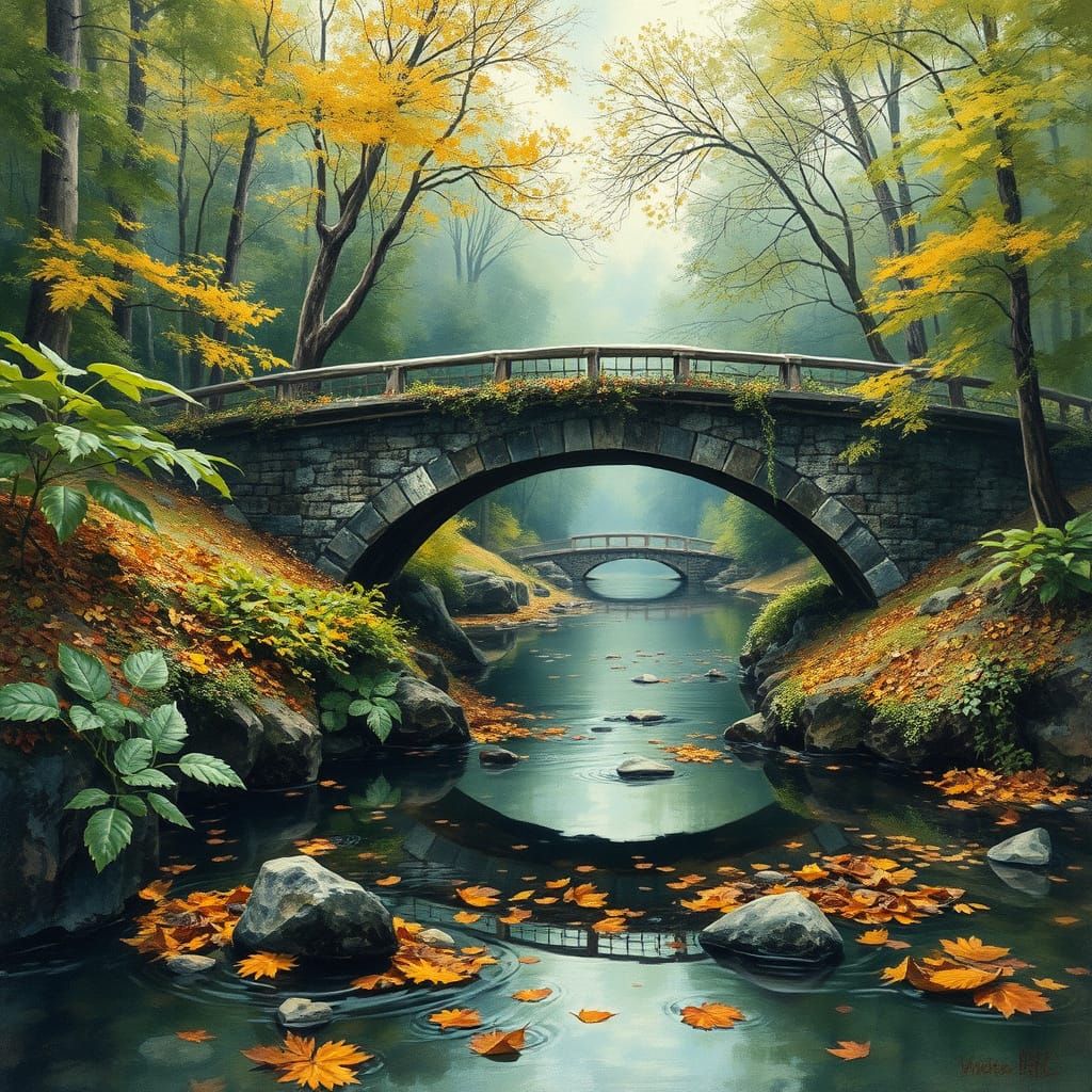 It folds around the stream, where bridges, lost in dreams .....
