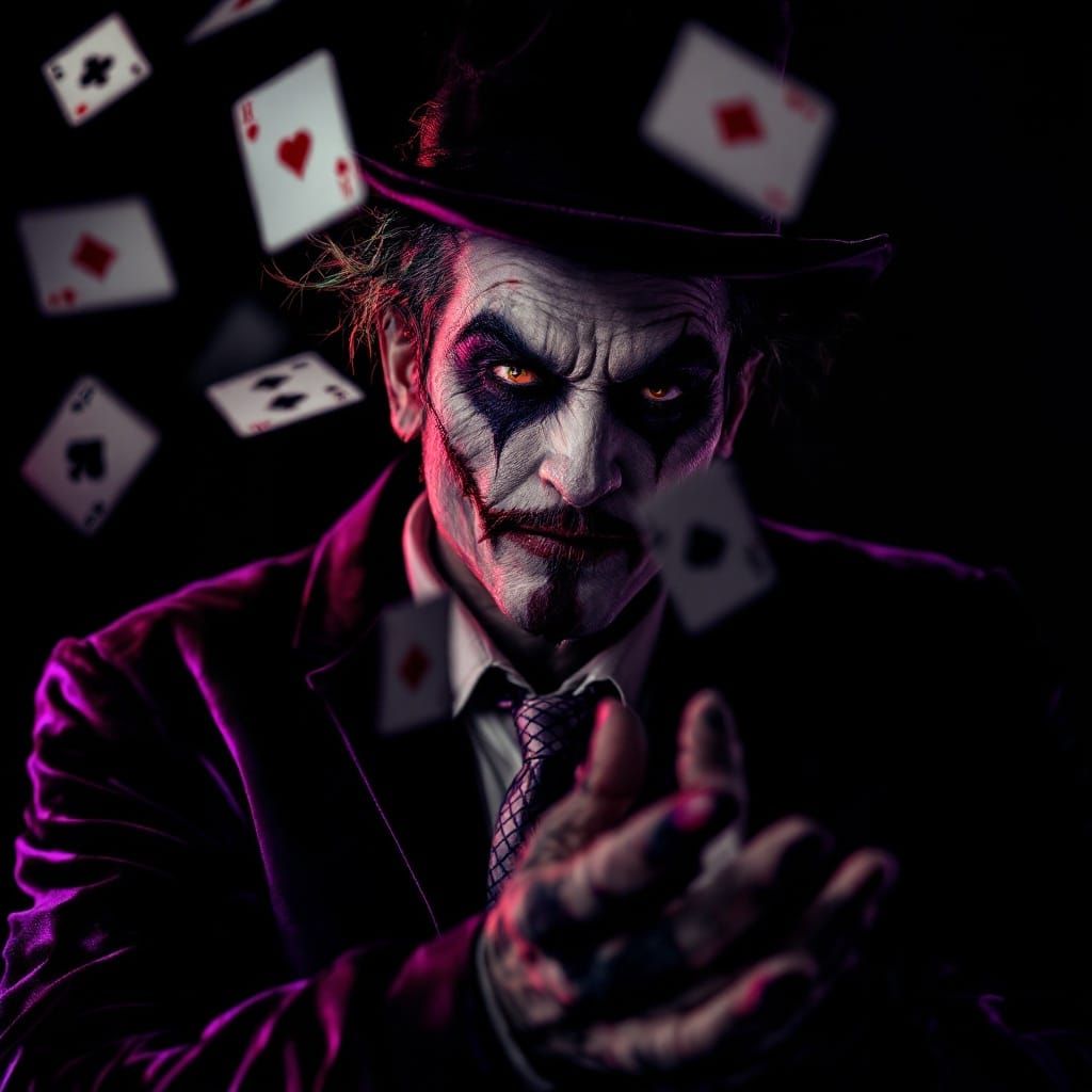 Surreal Film Noir Portrait of a Mysterious Jester in Velvet....