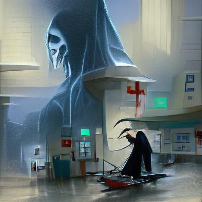 Sinister Grim Reaper in Hospital Setting