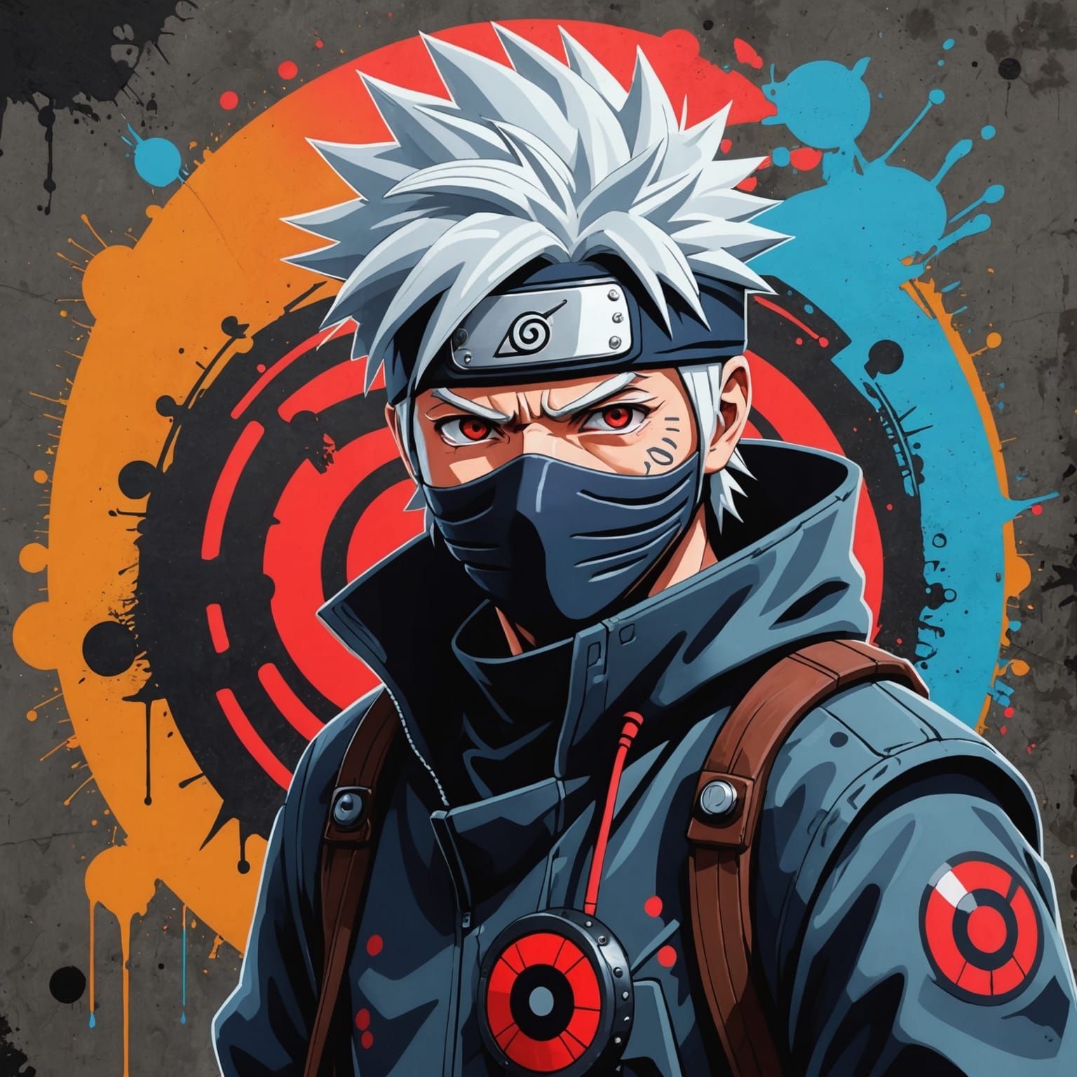 Kakashi as Madara: Graffiti Art with Sharingan