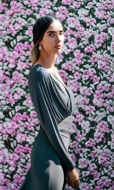 Woman Dressed in Roses: Photorealistic Masterpiece