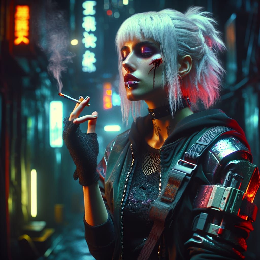 Cyberpunk 2077: Moment of solace under neon.