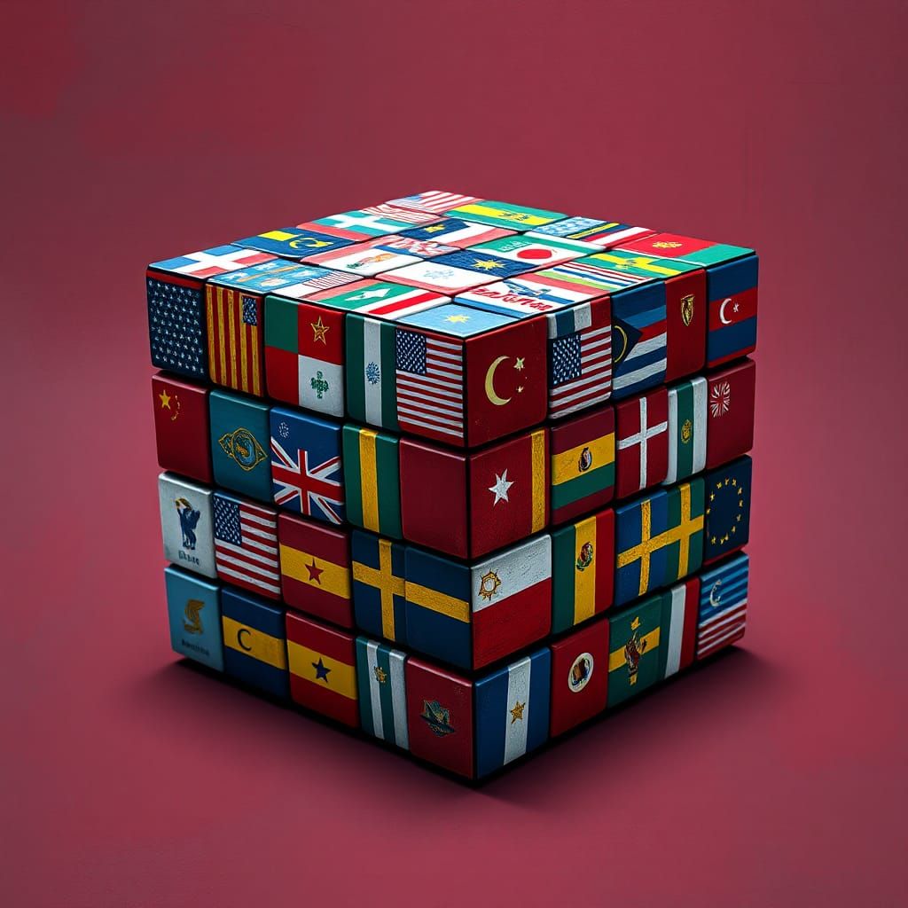 American State Flags Rubik's Cube: Hyperrealistic Concept Ar...