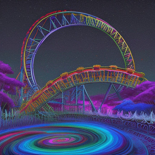 Psychedelic Roller Coaster in Vibrant Dreamscapes