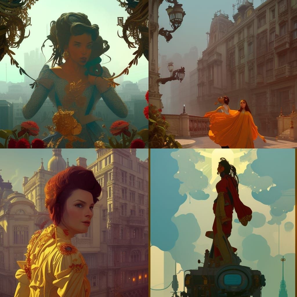 Vibrant Scene in Wes Anderson Style